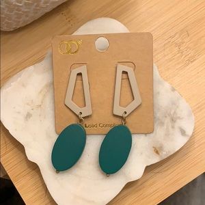 Tan & Teal Geo Earrings